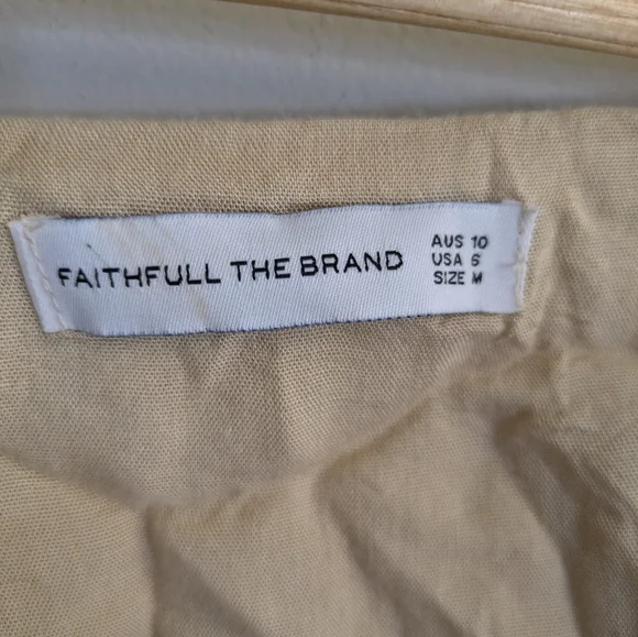 Faithfull The Brand Linen Ce Soir Beige Wrap Crop Top Size M - Picture 3 of 6